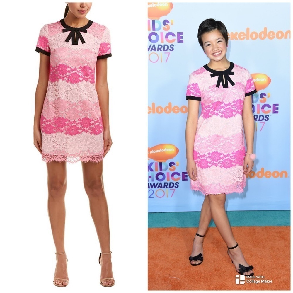 CeCe Pink Lace Dress with Black Accents